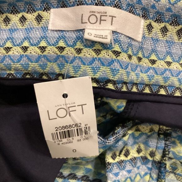 NWT Ann Taylor Loft The Riviera Short Blue Printed Boho Womens Size 0 Multicolor - Picture 6 of 9